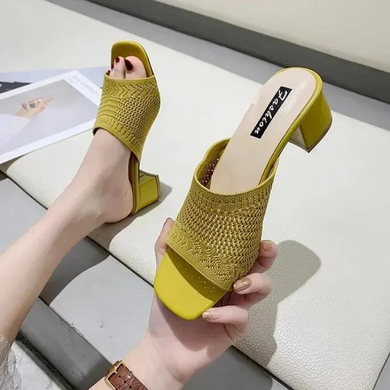 Fashion Women Slippers Closed Toe Comfort Slippers Women Fashion Outdoor Sandals Women Medium Heel Slippers