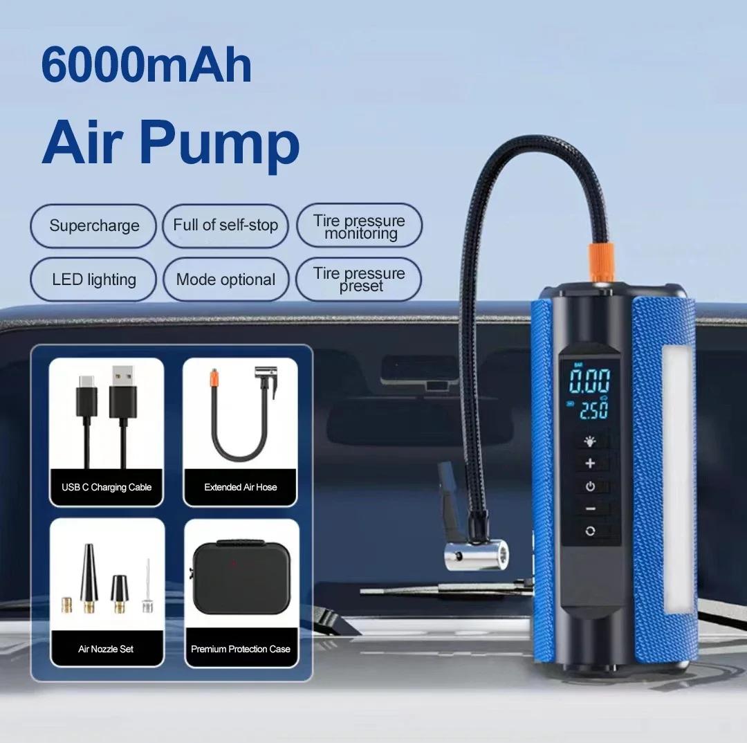 

BUWEI портативный автомобильный воздушный насос беспроводной автоматический воздушный компрессор внешний аккумулятор светодиодное освещение электрический насос для накачивания шин для автомобилей мотоциклов мячи