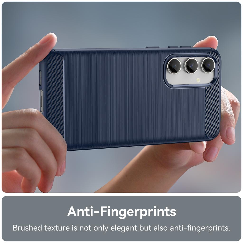 Pro Samsung Galaxy S23 FE Měkké TPU Kartáčovaný Kryt na Telefon Textura Uhlíkových Vláken Zadní Kryt Telefonu
