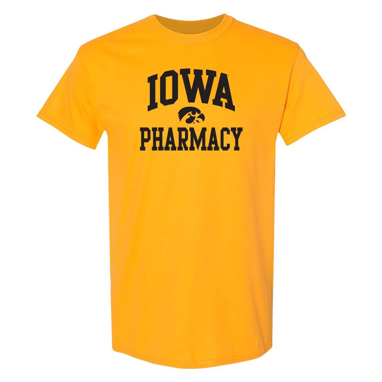 Iowa Hawkeyes Arch Logo Pharmacy University College T Shirt - Gold S