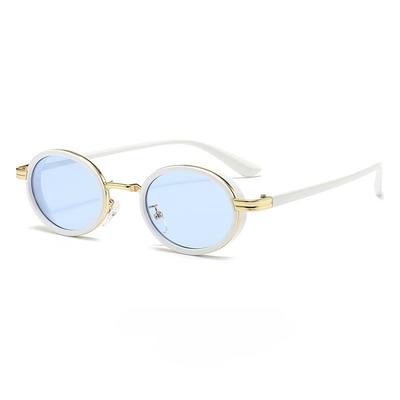 Fashion Metal Oval Sunglasses for Men Women Designer Clear Gradient Lens UV400 Luxury Shades Eyewear