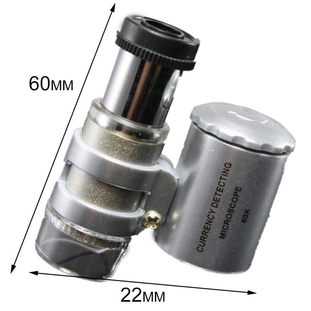 Mini 60X Microscopio Bolsillo Luz LED Joyas Lupa Lente Lupa Vidrio Mini 60X Microscopio Bolsillo Luz LED Joyas Lupa Lente Lupa Vidrio