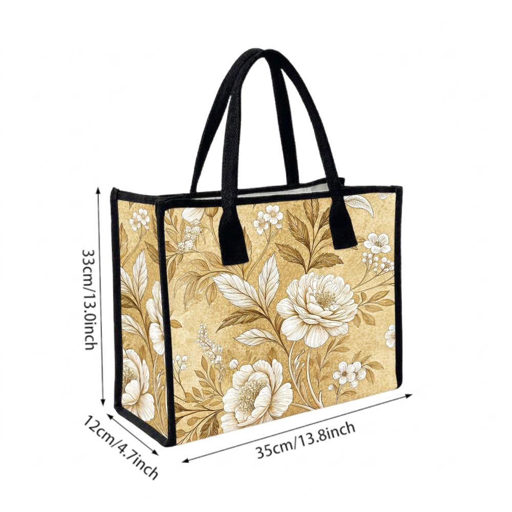 Vintage Floral Casual Shoulder Bag Fashion Large Capacity Daily Tote for Women Shopping Travel Outdoor Use