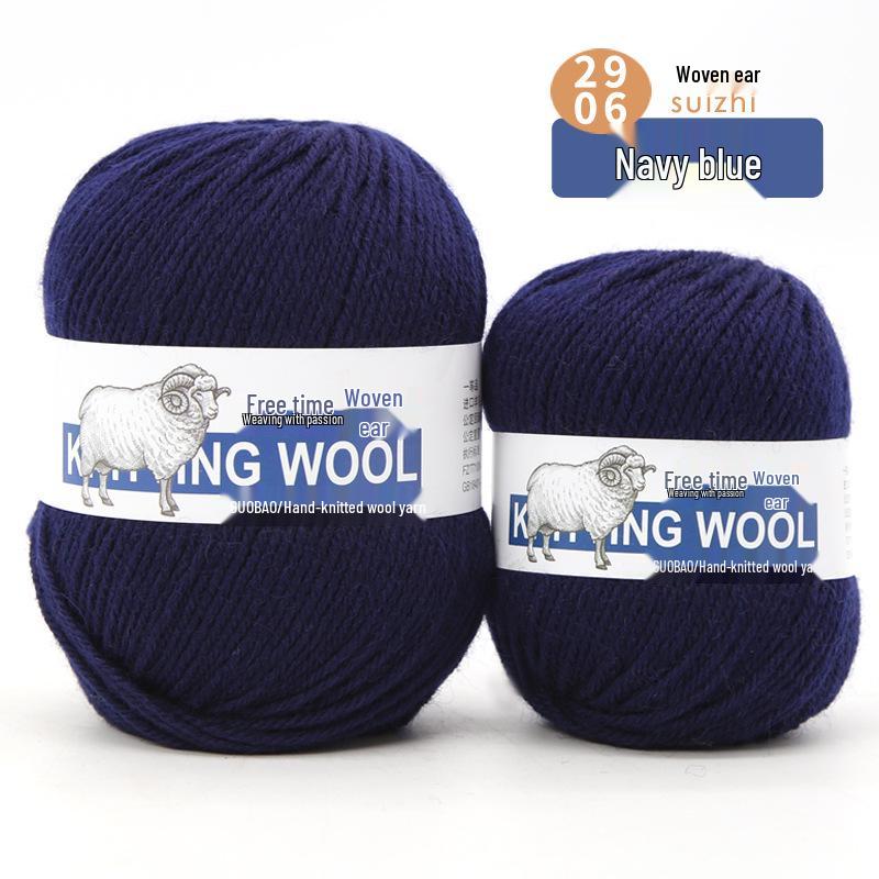 Wool Yarn Hand-Knitted Sweater Scarf Hat - Pure Color Four-Strand Yarn Ball