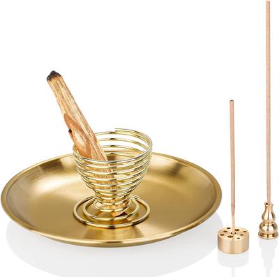 5 In 1 Metal Incense Burner Brass Incense Holder Palo Santo Holder Sage Holder Incense Tray Ash Catcher Home Decor