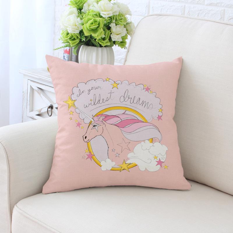 New Unicorn Cushion Cover Hot Polyester Cartoon Unicorn Pillowcase Kids Room Decoration Sofa Couch Throw Pillow Cover Decorative