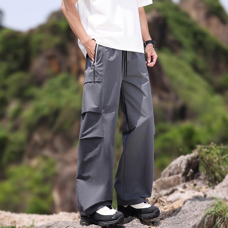 Wassup Sohot Men's Ice Silk Straight-Leg Cargo Pants