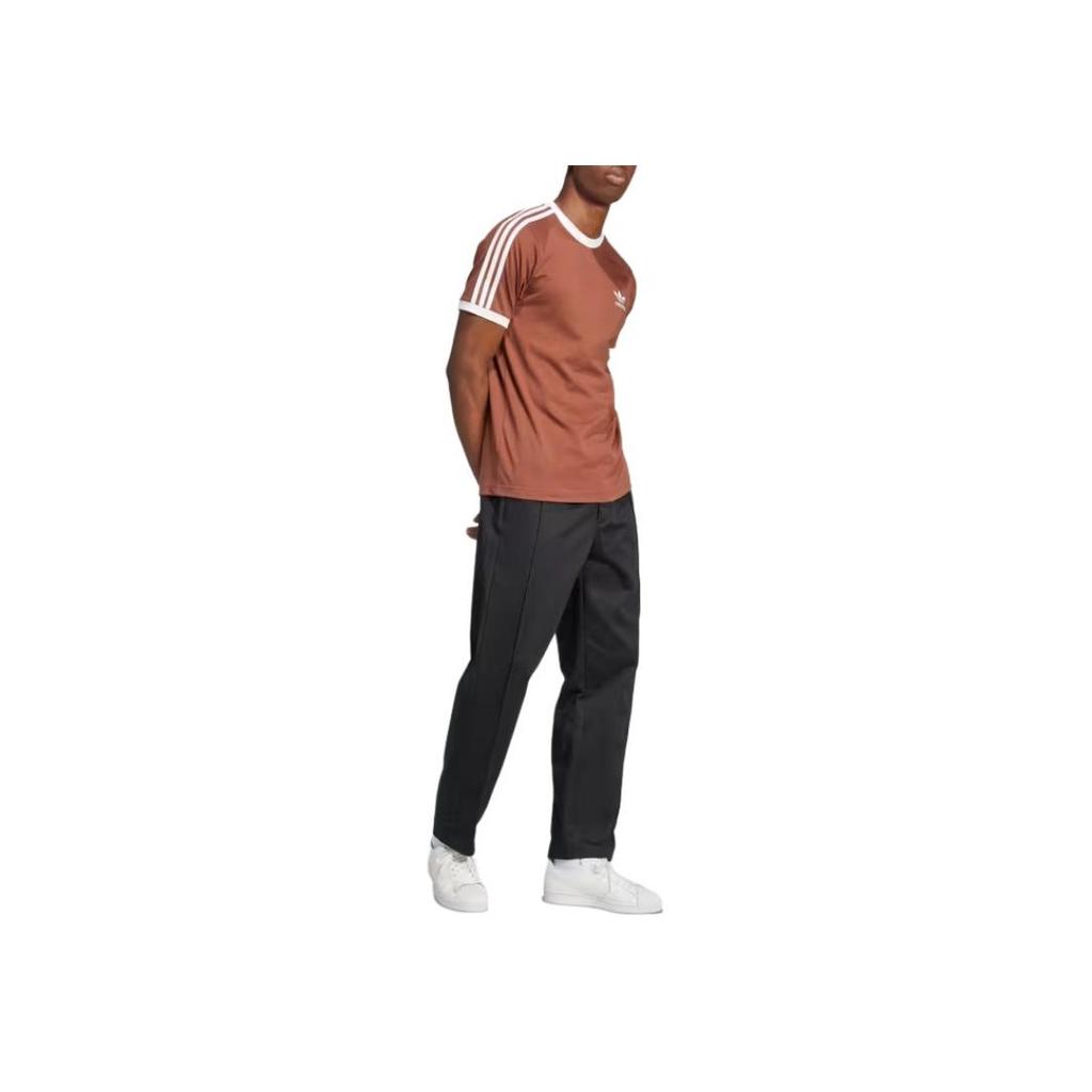 Adidas Originals Striped Crew Neck Pullover Straight Cut Raglan Short Sleeve T-Shirt Men T-Shirts Brown IZ3071