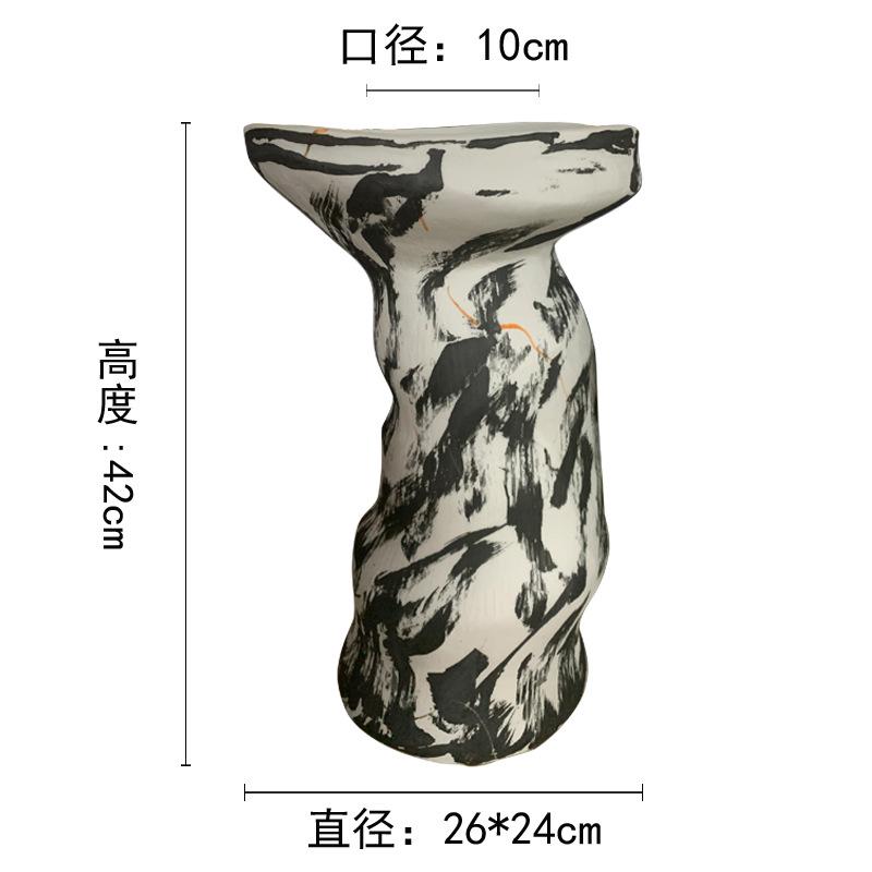 Ceramic Vase Abstract Clay Pot Colorful Graffiti Irregular Shape Flower Arrangement Vase Craft Ornaments Flowerpot Home Decor