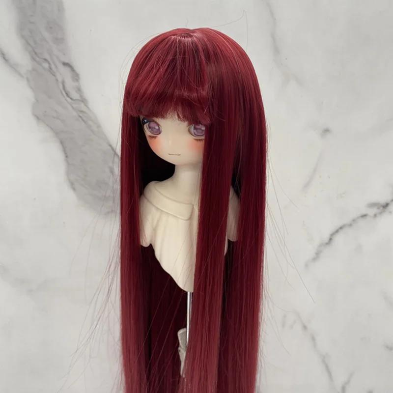 Neue Perücke für 13 & 14 & 16 BJD Puppen mit Pony Lange Gerade Perücke Mädchen DIY Make-up Zubehör