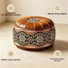 Round Shape Fillable Ottoman Pouf Embroidered Pattern Round Pouf Cover  Living Room