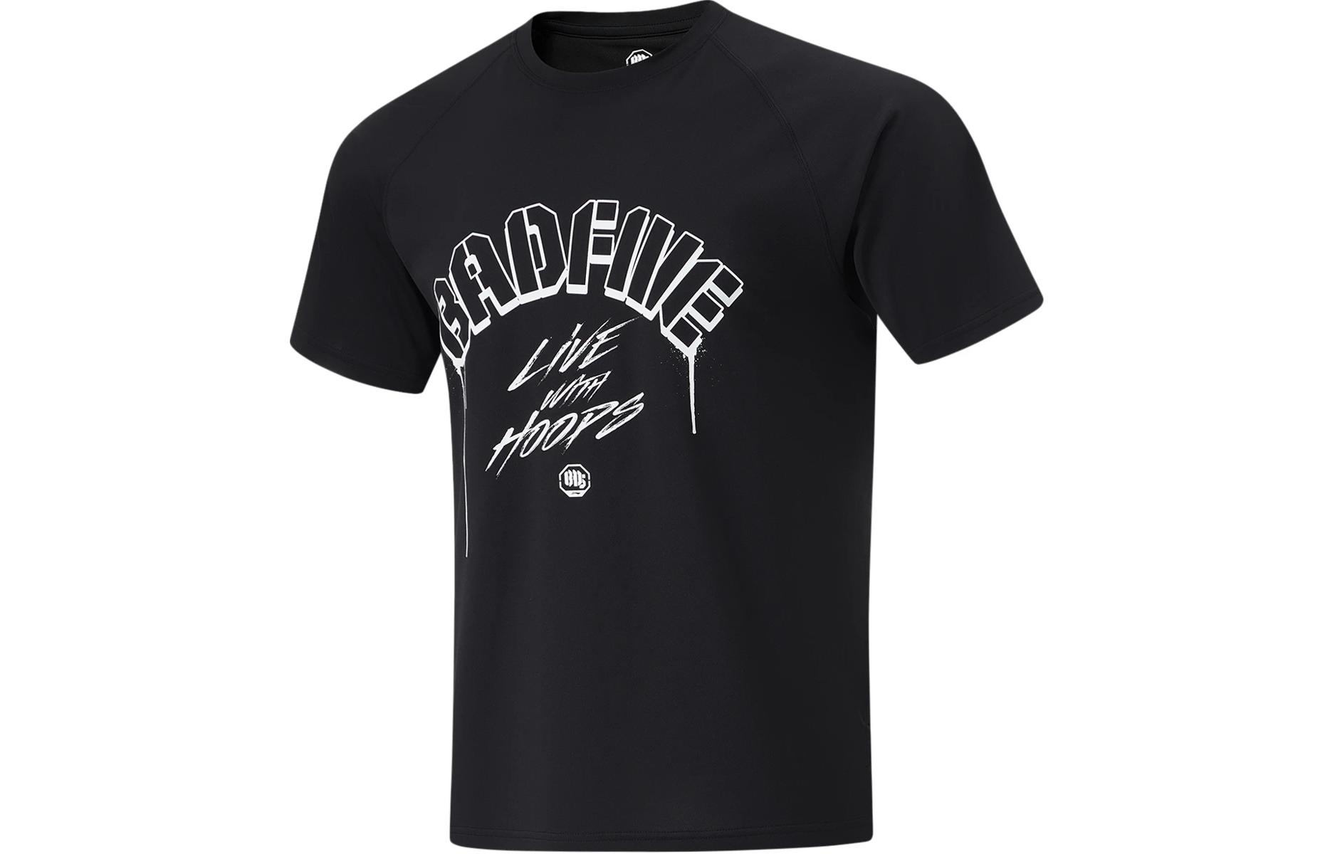 Li Ning BADFIVE Raglan Sleeve T Shirt Men s Black ATSU437-1 L