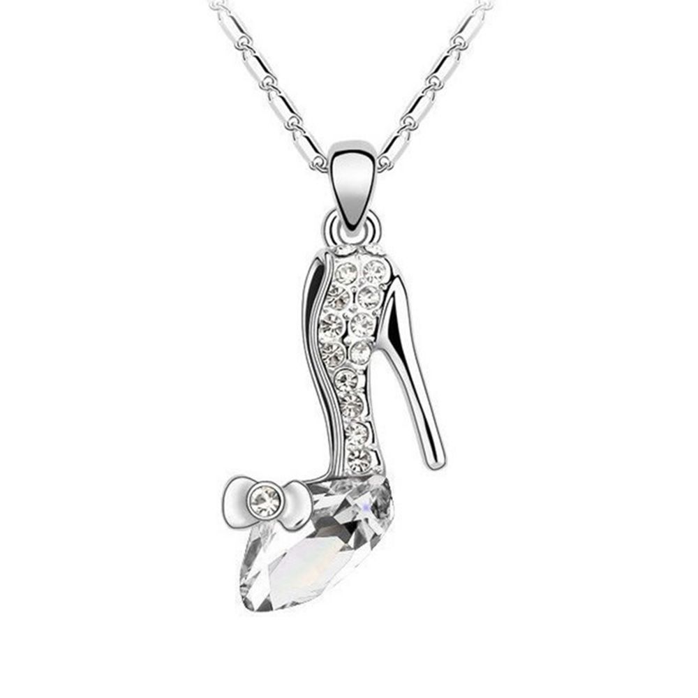 Lovers Elegant Glass Romantic Jewelry Shoe Fantasy Lady Cinderella Gift Statement Women Heel Pendant Crystal High Necklace