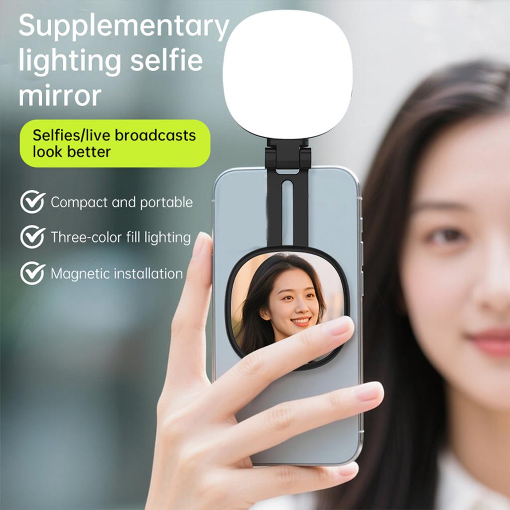 Telefon Magnetyczne Piękno Światło Selfie Transmisja na Żywo Ręczne Światło Wypełniające z Lusterkiem do Makijażu Przenośne Zewnętrzne Światło LED Wypełniające
