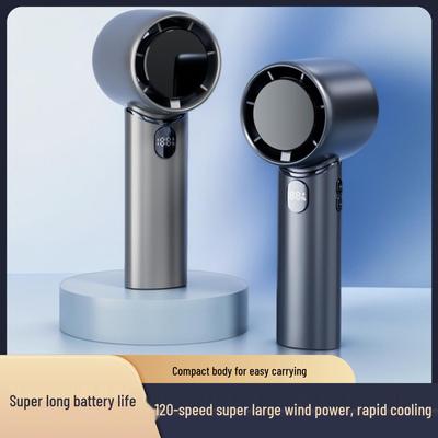 USB Portable Handheld Fan: Mini Size, Long Battery Life, 120-Speed Display, High-Speed Outdoor Use.