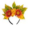 Yellow Flower Hair Band for Women and Girls, Leaf Trim Fabric Headpiece for Party Festival Birthday and Photoshoots Props