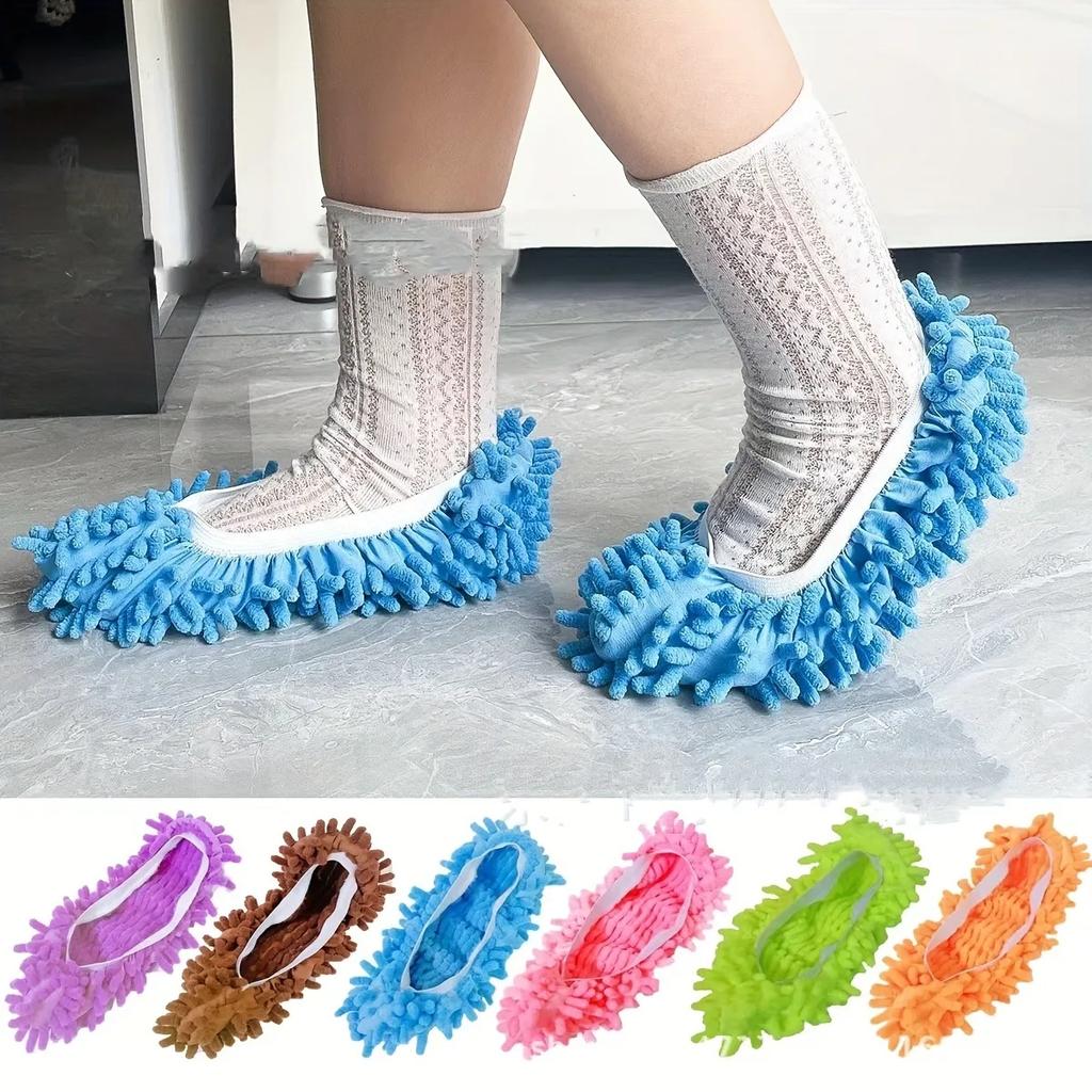4/6pcs Washable and Reusable Microfiber Mop Slippers,Dust-Repellent and Easy-to-Clean Shoes Cover for Bathroom and Bedroom