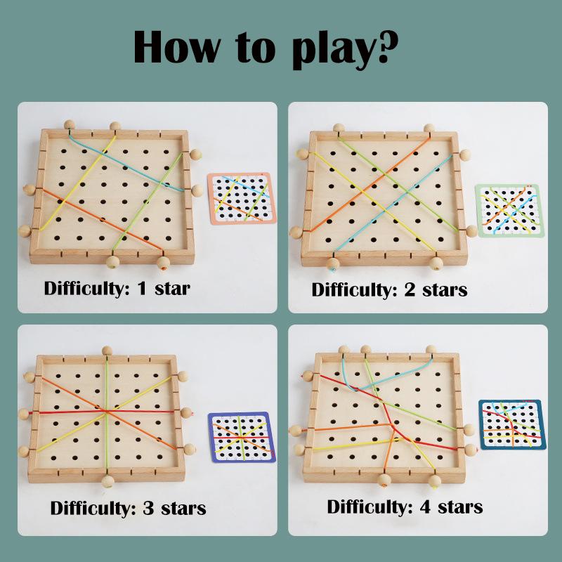 2 In 1 Logical Thinking Development Toy, Concentration Training Teaching Aids Elastic Rope And Threading Rope Game With Cards
