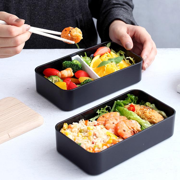 Nowa aktualizacja dwuwarstwowe pudełko na lunch do kuchenki mikrofalowej 1200ml drewniana sałatka pudełko bento BPA bezpłatny przenośny pojemnik na pojemniki pracownicy Student