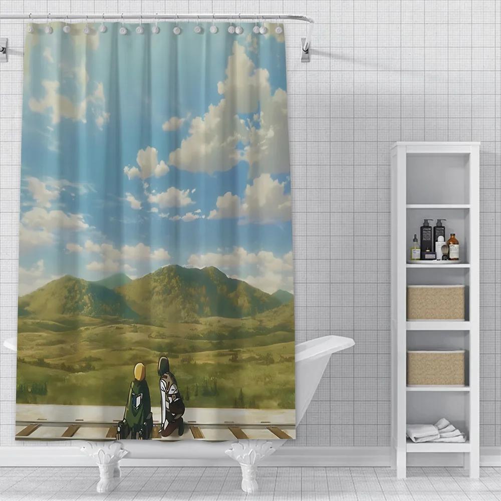 Anime Themed Shower Curtain , Waterproof Fabric with Iconic Characters for Unique Bathroom Decor, Perfect for Fans