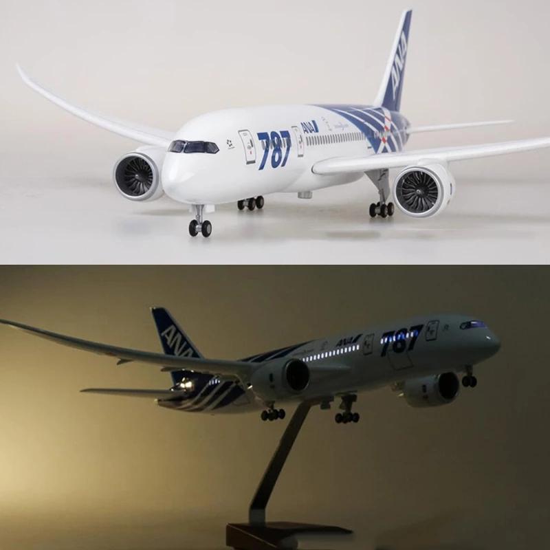 B787 Plane Model Airplane 1/130 Scale 18.5 Inchs All Nippon Airways Japan ANA Diecast Airplane Model with LED Light for Decor