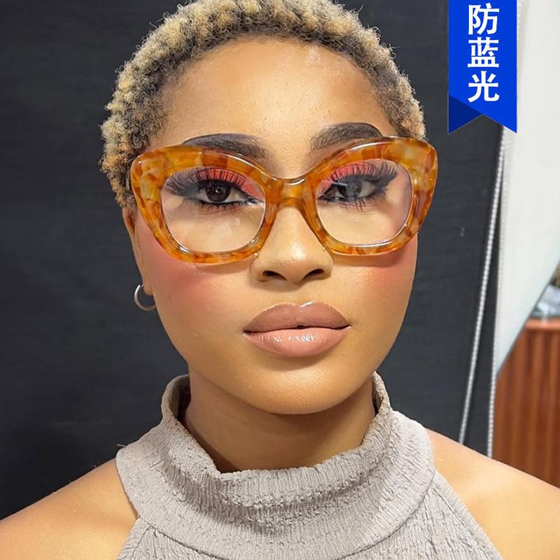 Cat eye color matching personalized flat mirror new glasses frame European and American fashion personalized glasses frame ins Internet celebrity wome