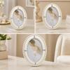 Oval Pearlized Silver Photo Frame with Jeweled Accents Elegant Metal Picture