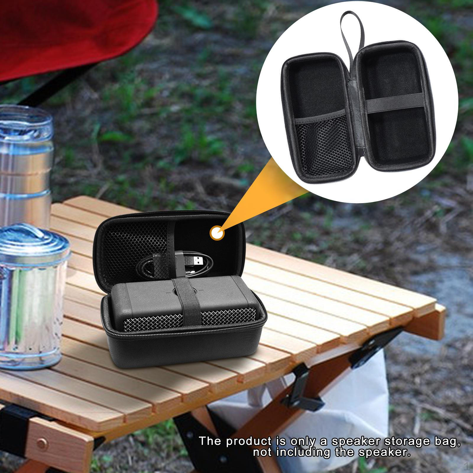 

Hard Case for Speaker Portable Carry Black with Mesh Pocket Protection Travel Sturdy