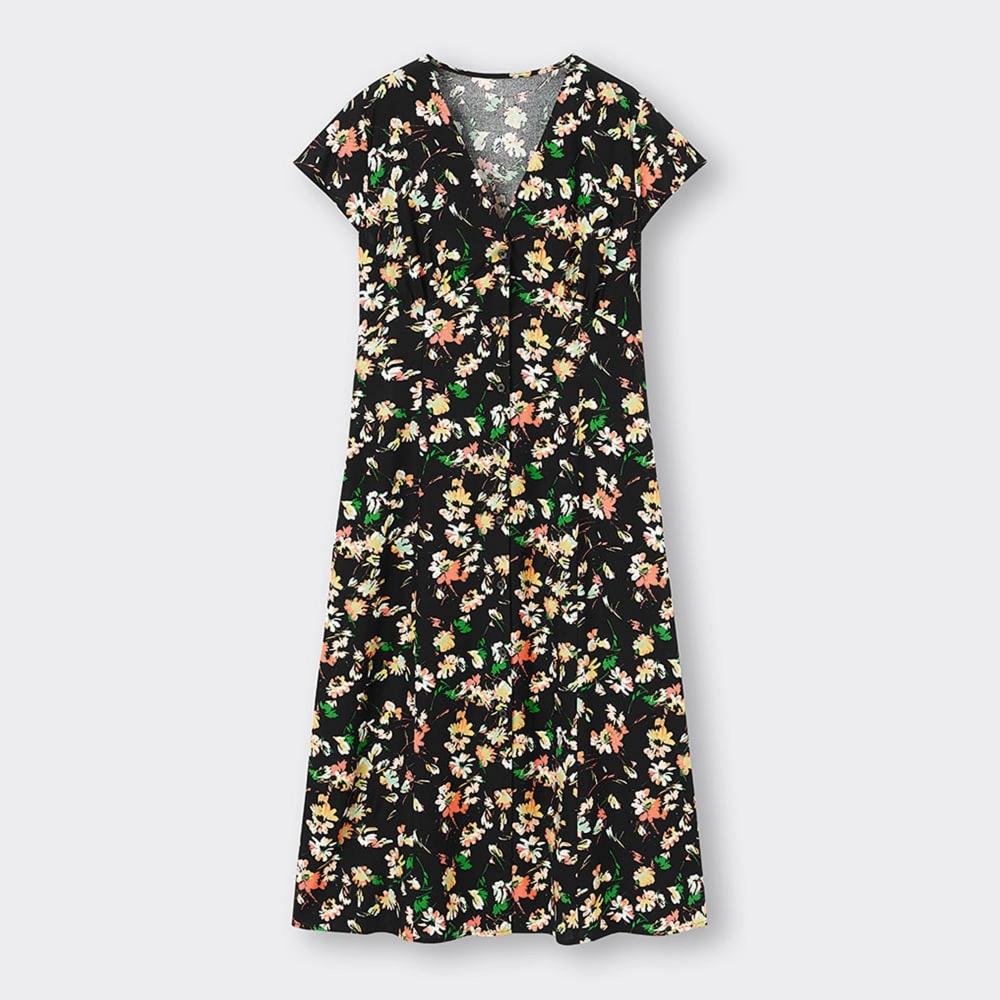 

Платье GU by Uniqlo с V-образным вырезом и принтом, с короткими рукавами и цветком B +OS, спецификация для США