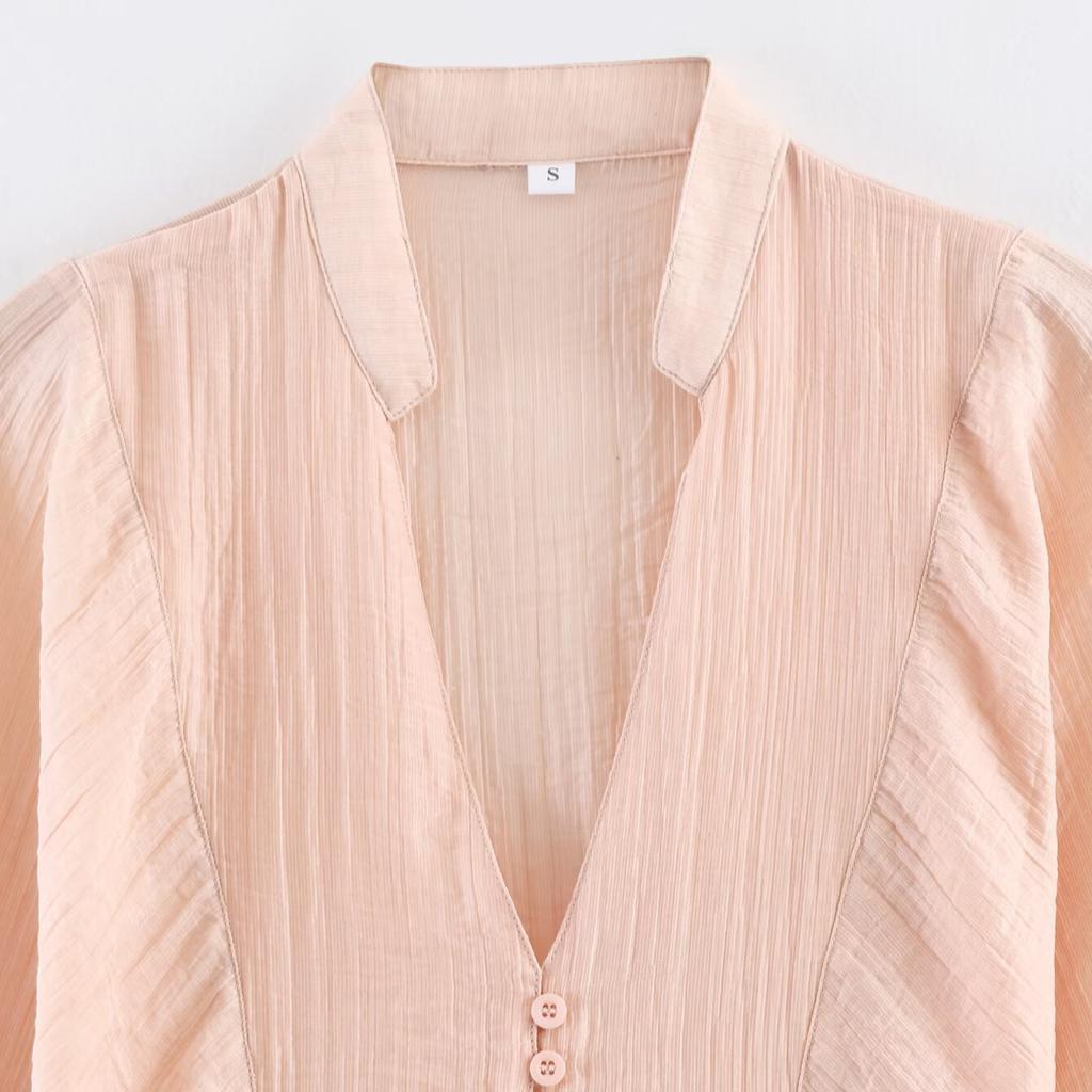 European and American Style, New Women's Clothing, Foreign Style, Fashionable, Versatile, Button-decorated Waist Shirt