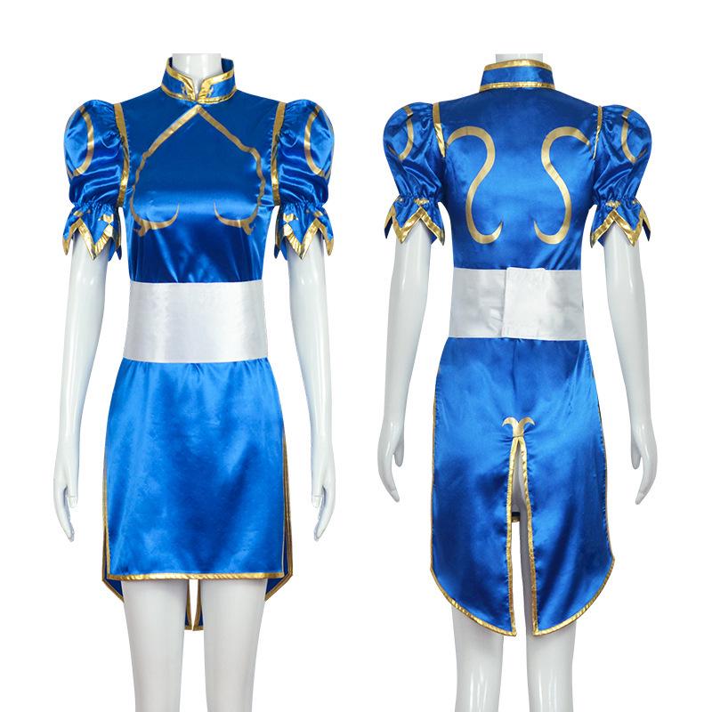 Chun-Li Qipao Swimsuit Cosplay Costume - Street Fighter Chinese Lion Dance Performance Outfit