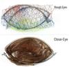 Foldable Fishing Net: 40cm-50cm, Stainless Steel Handle, Rubber-Coated Mesh, Fine & Coarse Net Options, Colored Scoop Head.