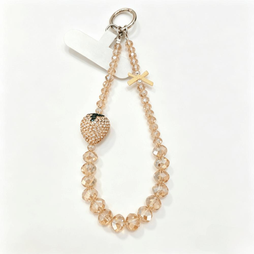 Pink Strawberry Mobile Phone Chain Bling Phone Lanyard Beaded Phone Bracelet Gift Girl