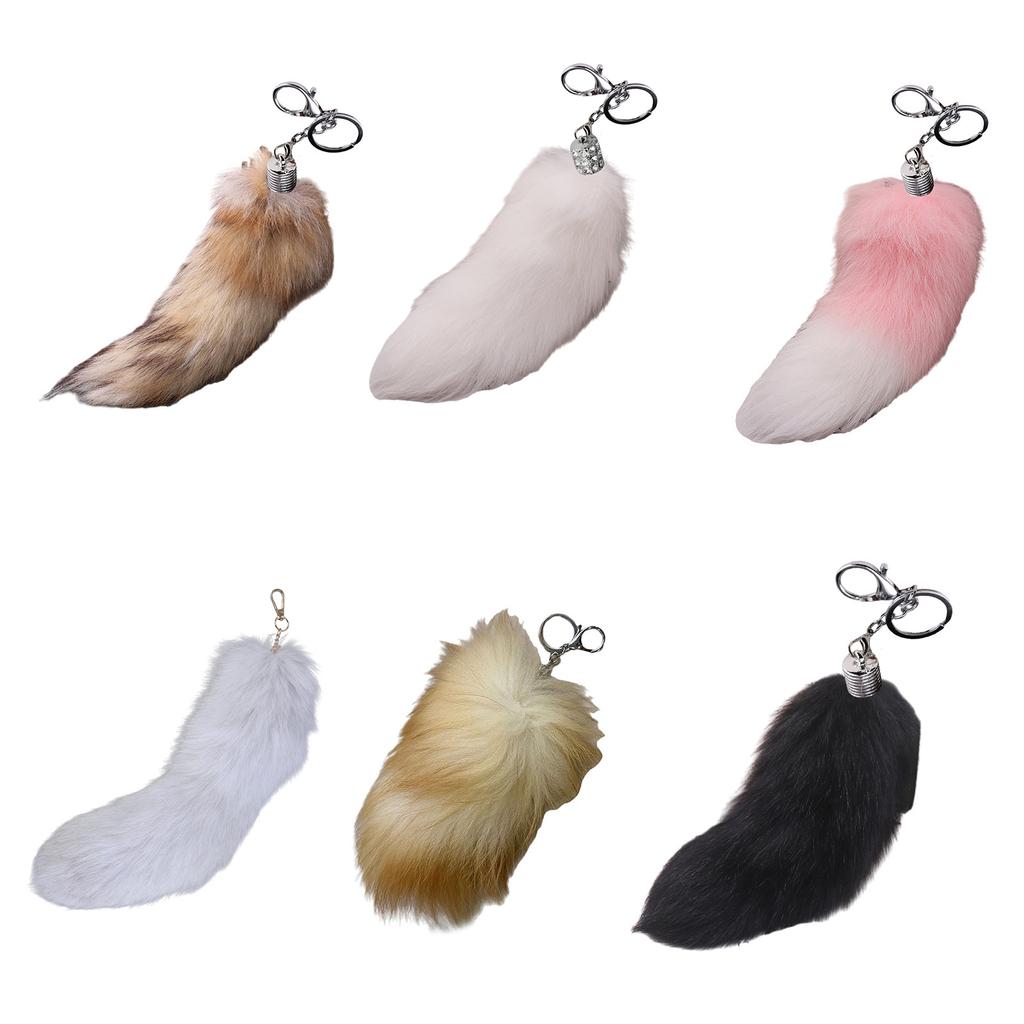 Luxurious Faux Fox Tail Pendant Faux Fox Tail Key Rings Plush Soft Bag Charm for Fashion Forward Individuals