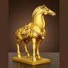 Pure Brass Tang Horse Figurine - Zodiac Success Mascot for Office & Home Decor.