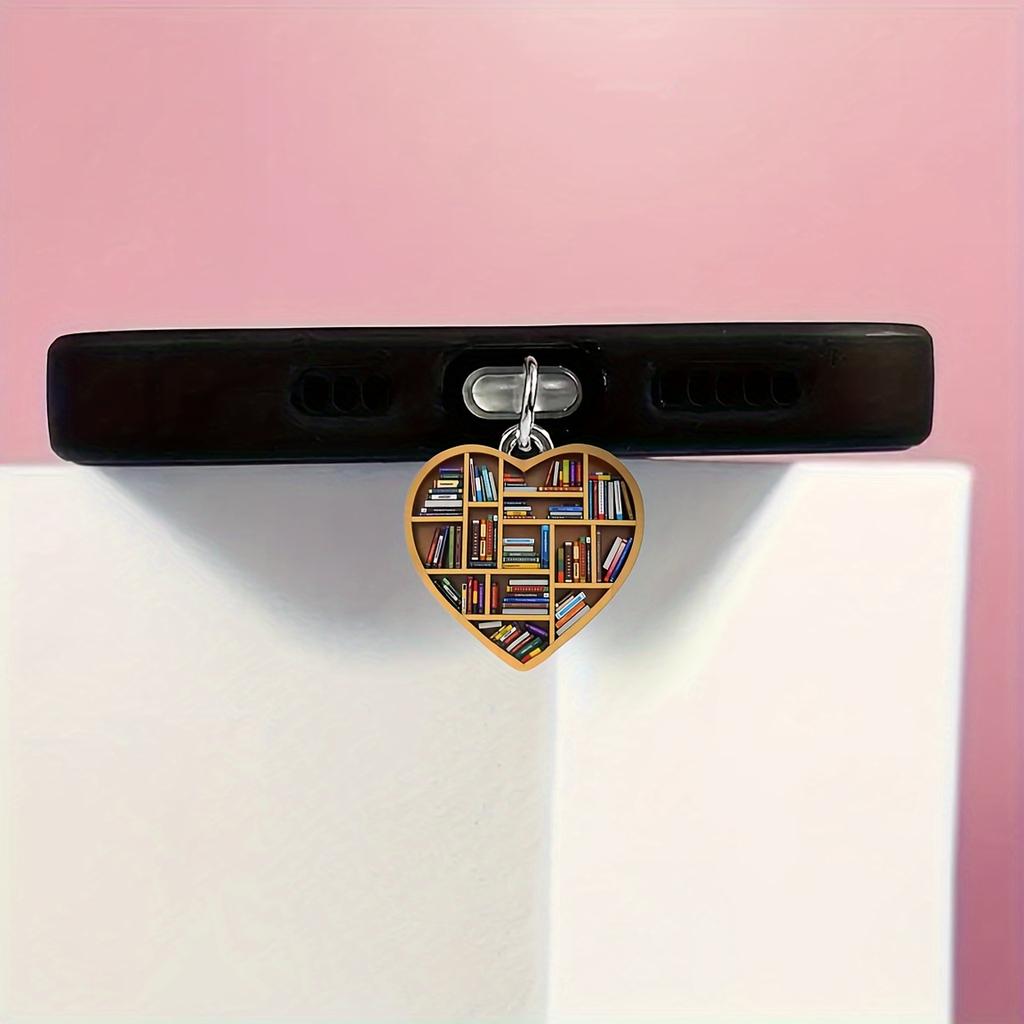 Acryl Valentinstag Thema Herz Bücherregal Handy Staubschutzstecker, Kompatibel mit IPhone/Typ-C Anschluss