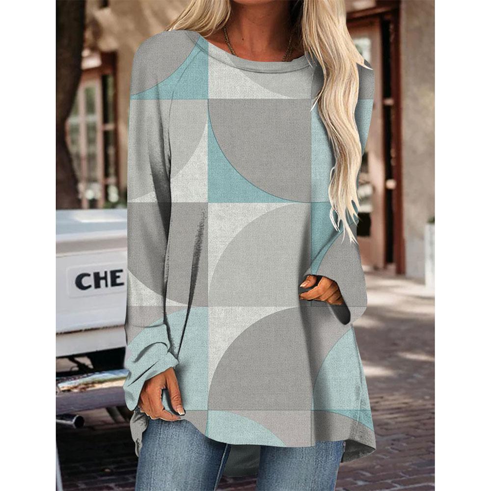 Womens T Shirts Long Sleeve 3D Printed Crew Neck Shirts Basic Tee Tops Blouse Fall Winter Basic Loose Fit Casual Pullover Shirts