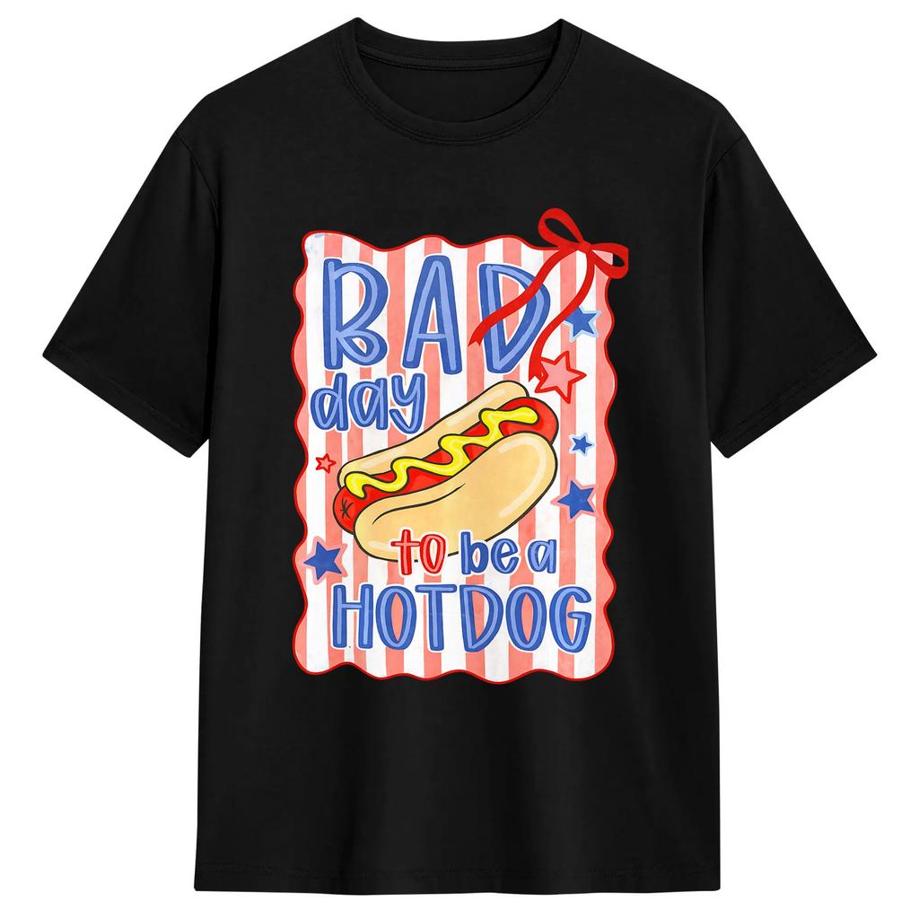 Bad Day To Be A Hot Dog Hot Dog Lover T Shirt Beach Y2k Basic Tshirts 100 Cotton Fashion Tshirt For Unisex Casual Tops
