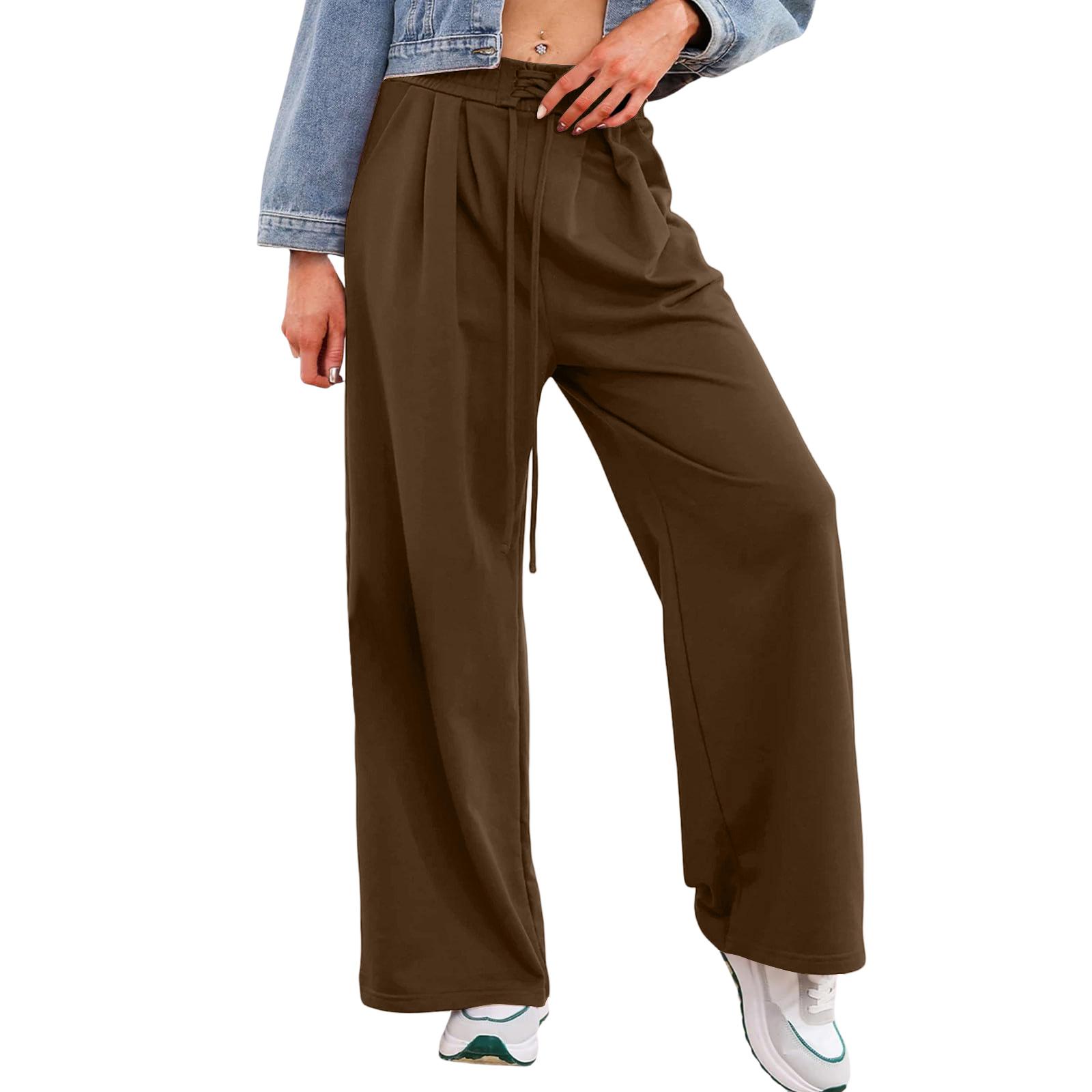

Women s Casual Relaxed-Fit Design Drawstring Waist Elastic Trousers XL кавовий