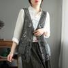 Primavera Estate Vintage Gilet Traforato Donna Pizzo Capispalla Mantella Scollo a V Gilet Monopetto Senza Maniche Cardigan Top Solidi
