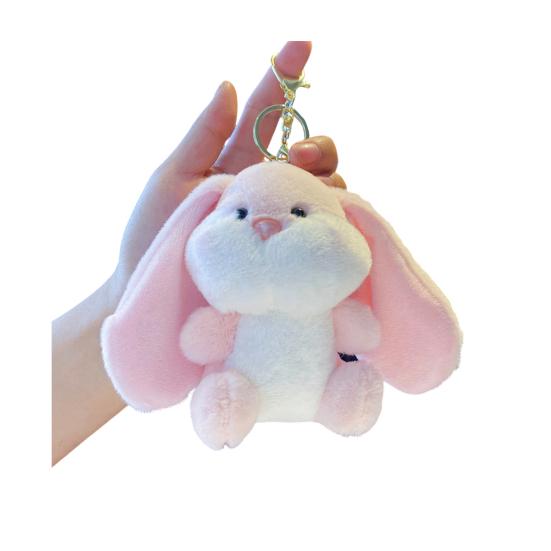Doll Pendant Plush Keychain Soft Lop-Eared Rabbit Pendant with 360 Degree Rotating Metal Buckle Healing Stuffed Keychain