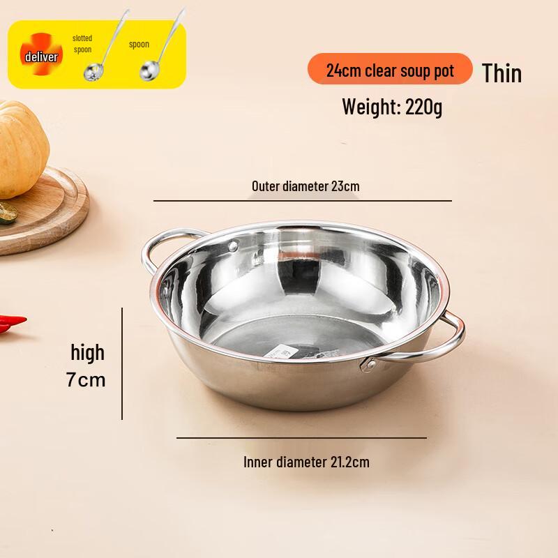 Lùsè Non-Magnetic 304 Stainless Steel Double Handle Hot Pot