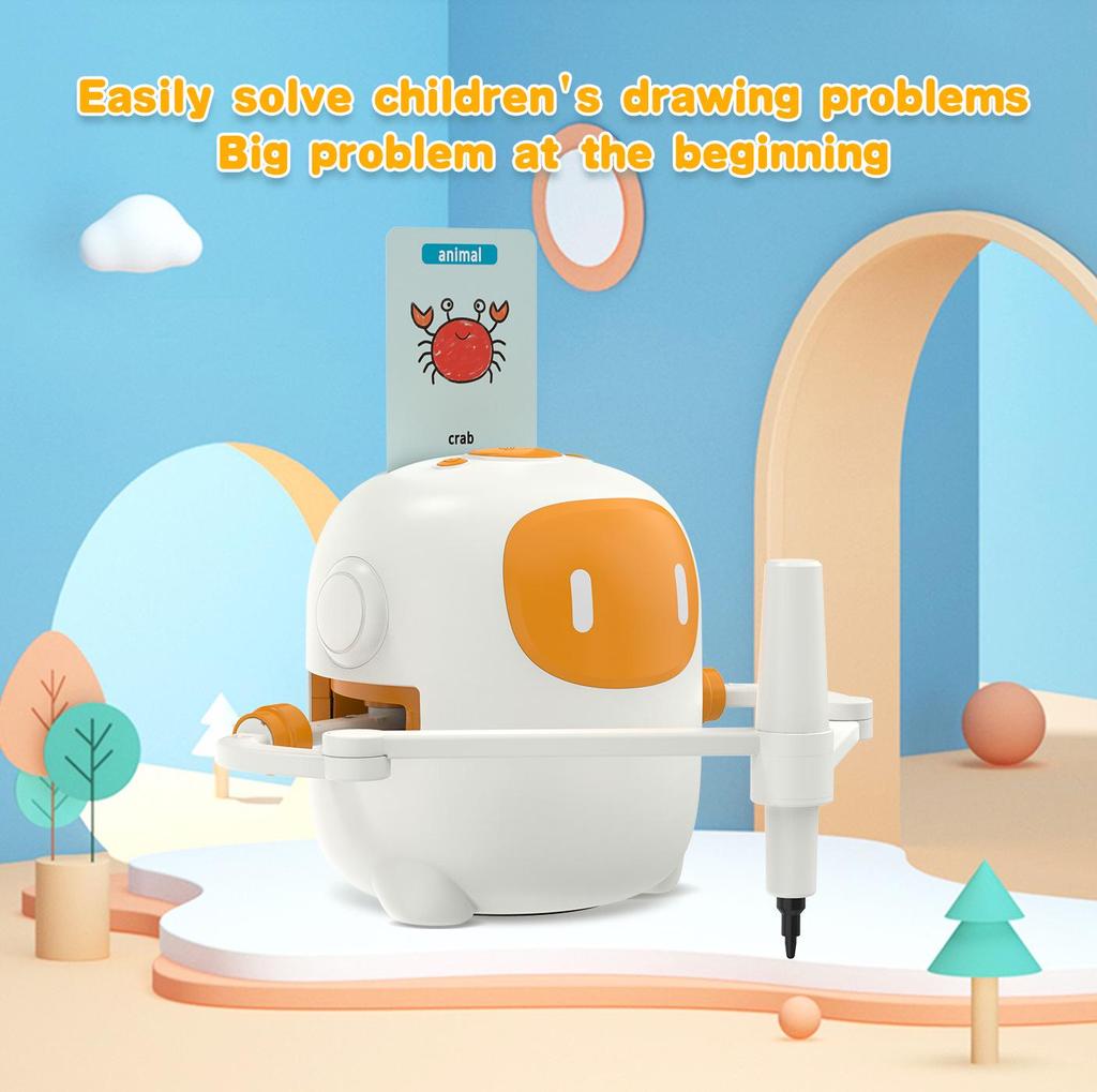 Smart Blue Children's Drawing Robot: Educational Enlightenment Toy with Pen Holder & Card Slot
