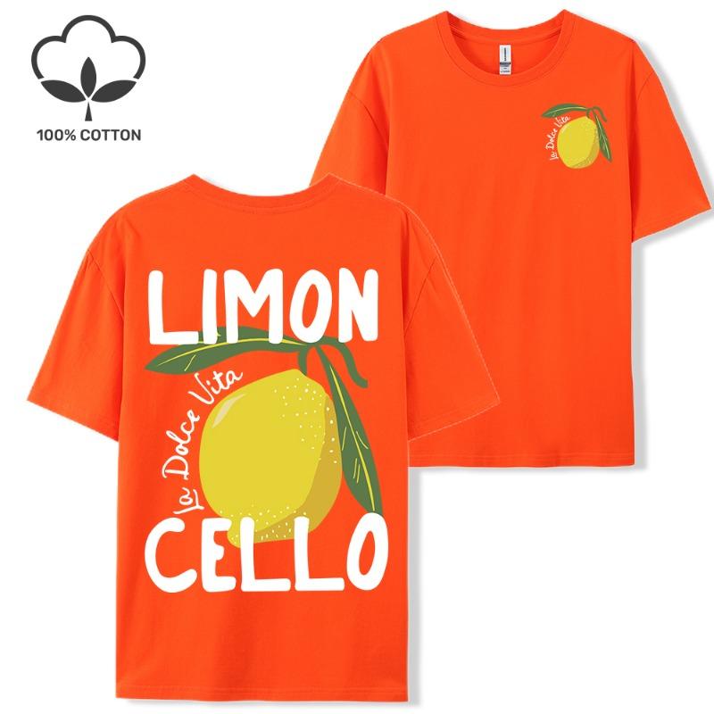 Creative Lemon Fruit Cello Pattern T Shirt Women Summer Comfortable Tops Soft T-Shirts Cotton All-Match Female Short Sleeve