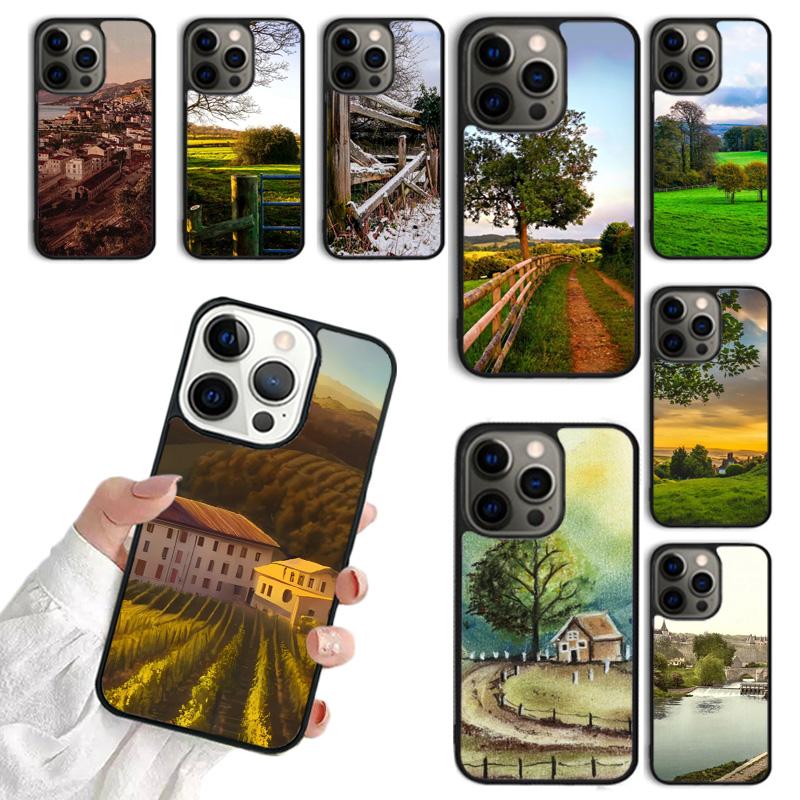 Retro Countryside Scenery Phone Case For iPhone 17 Air 16 15 14 Plus 11 12 13 Pro Max Coque Cover Shell