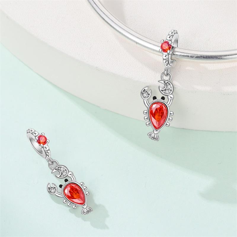 100%Stering Copper Ocean Series Charms Beads Fish Lobster Crab Starfish Pendant Fit Original Bracelet Diy For Women Jewelry