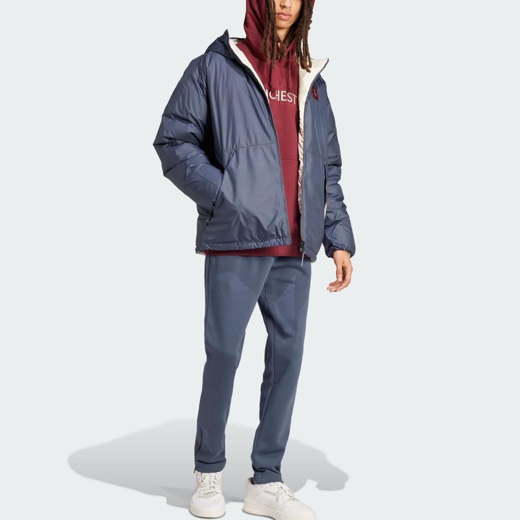 Adidas Manchester United FW24 Sports Manchester United Football Casual Culture Reversible Warm Cotton Jacket Men Jacket Dark-Gray Cream IT4182