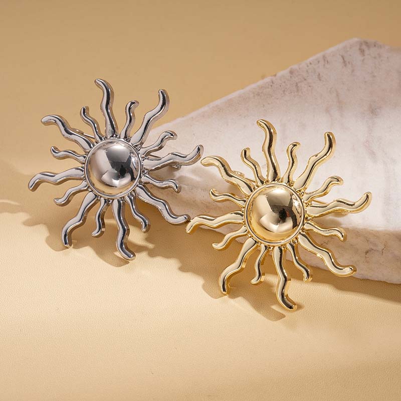 Spilla da sole in metallo alla moda per donne uomini Vintage Punk Colore Oro Spille Spille Accessori Gioielli Abbigliamento Regalo