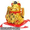 EnergyPower Golden Electric Maneki Neko Ceramic Large Premium Model Cushion Battery USB Gold Hand-painted Handmade Cute Cat Inviting Automatically Its