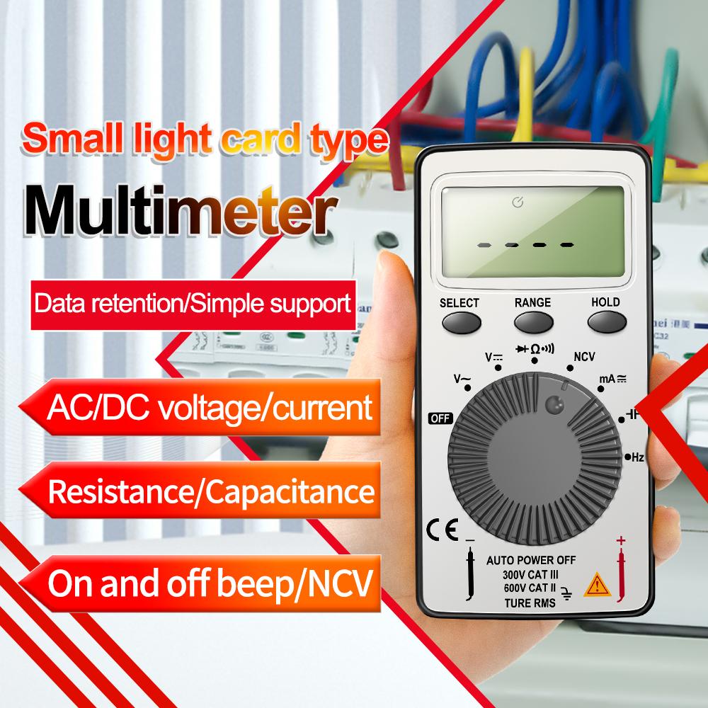Digitalanzeige Tragbares Karten-Digitalmultimeter 0MV~600V Ultradünnes Mini-Spannungs- und Strommessgerät mit Alarm-Summer